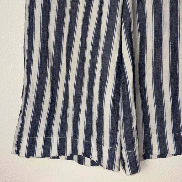MADEWELL Pants Woman's XXS Huston Pull-On Crops in Stripe Transatlantic blue - Picture 15 of 16